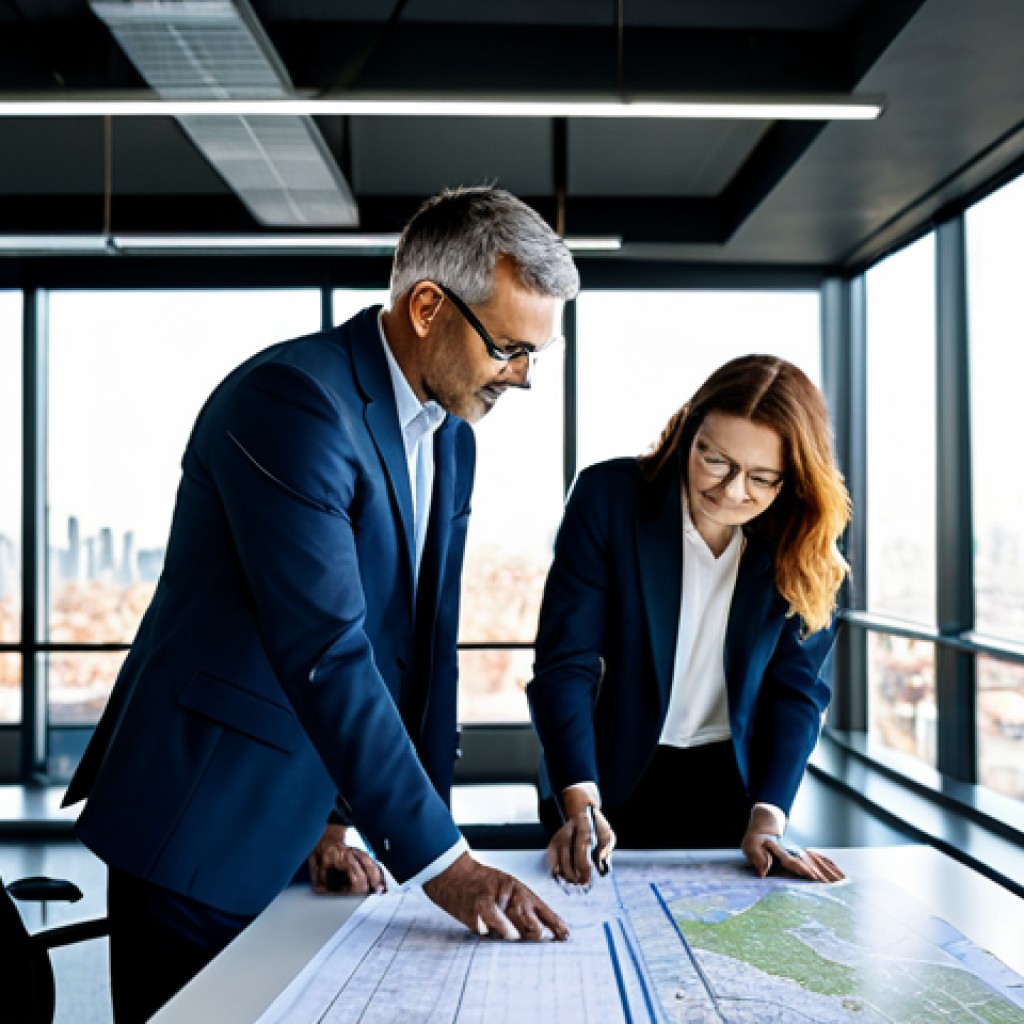 **
"A team of environmental consultants in professional attire, examining maps and data at a brightly lit office table. They are collaborating on an Environmental Impact Assessment (VIA) report. The atmosphere is focused and positive. Sustainable development documents are scattered on the table. The background shows a modern office space with large windows overlooking a cityscape. fully clothed, appropriate content, safe for work, professional, perfect anatomy, natural proportions, high quality"
**