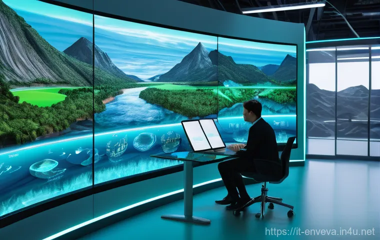 환경영향평가 데이터 분석 방법 - **Prompt:** Inside a modern, well-lit environmental monitoring center, a group of dedicated environm...