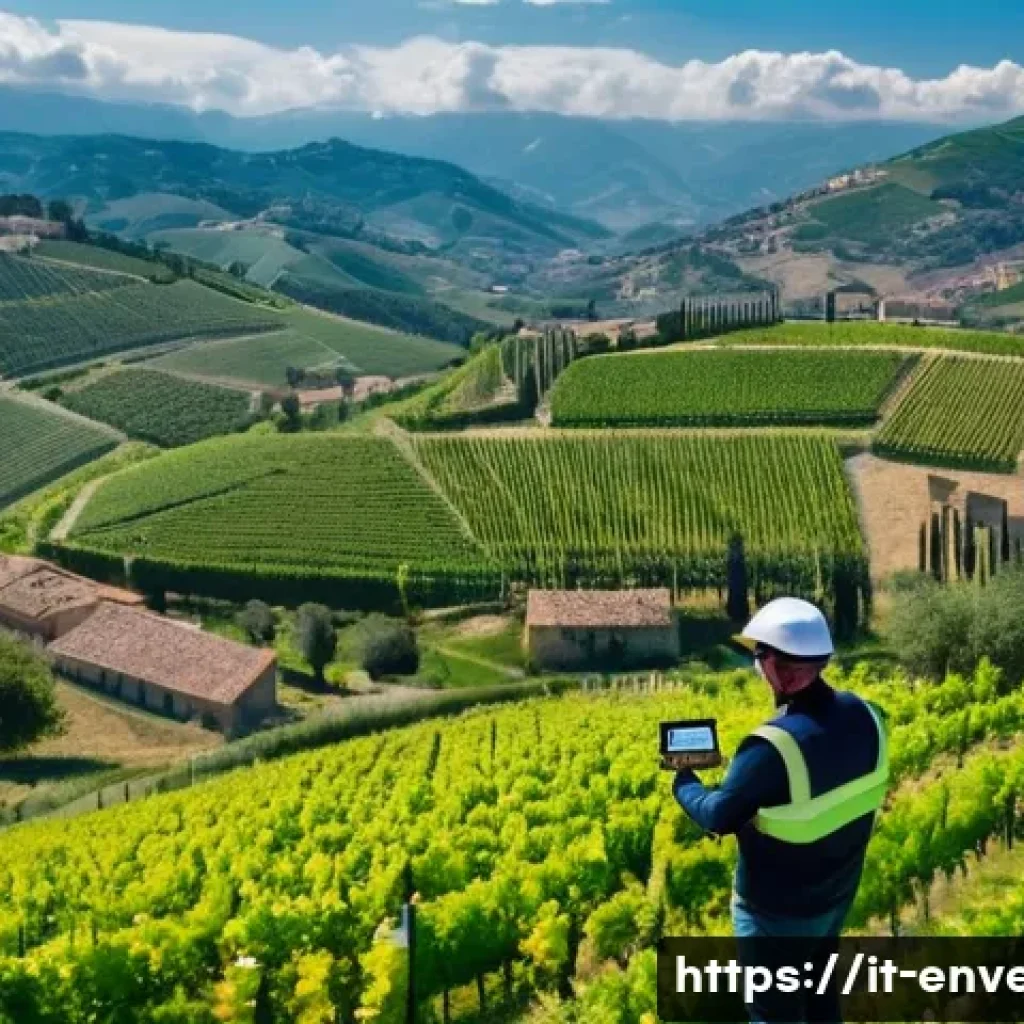 환경영향평가사와 산업 동향 - A detailed scene of an environmental expert operating advanced drones over a lush Italian countrysid...