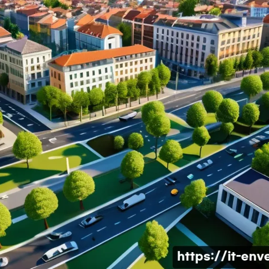 환경영향평가 이론 정리 - A detailed urban planning scene showcasing the integration of advanced digital technologies for envi...