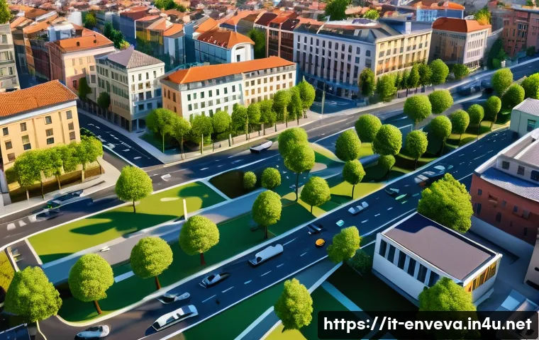 환경영향평가 이론 정리 - A detailed urban planning scene showcasing the integration of advanced digital technologies for envi...