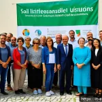 Home 23 환경영향평가 사례 분석 성공과 실패 - A vibrant community town hall meeting in a modern Italian village setting, diverse local citizens ac...